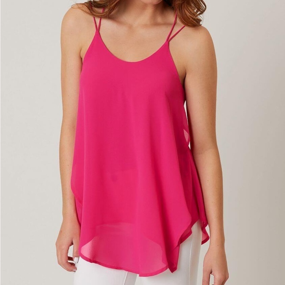 Daytrip Chiffon Flowy Pink Strap Tank Top Women’s Size Small - Picture 2 of 15